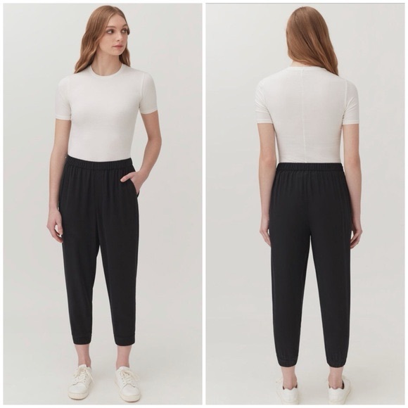 Cuyana Washable Silk Jogger Black Large NWT